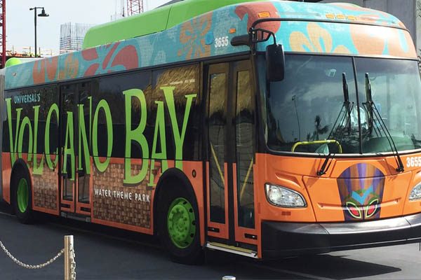 Shuttle Bus with Volcano Bay Graphics for Universal Orlando 600