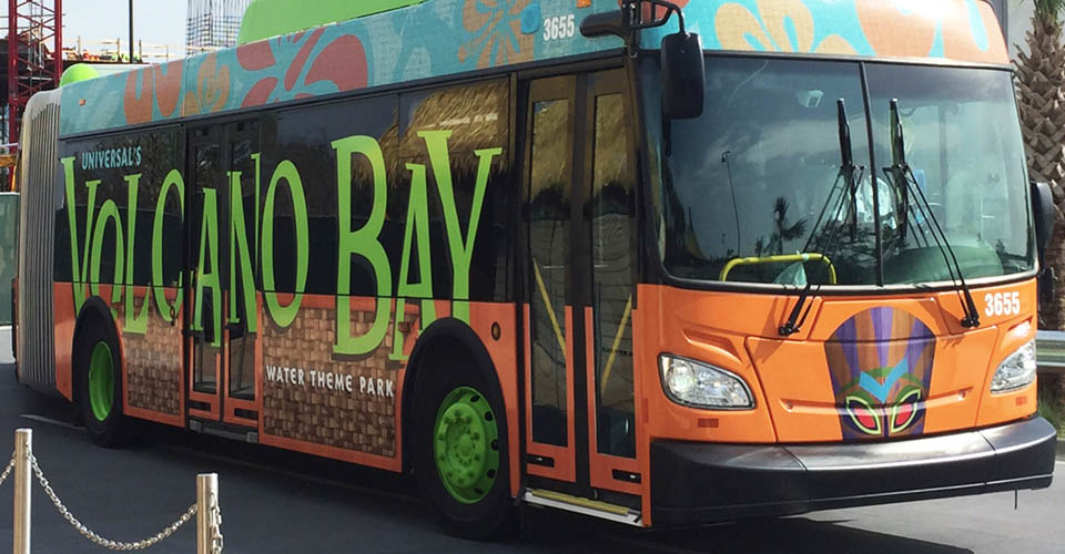 Shuttle Bus with Volcano Bay Graphics for Universal Orlando 960