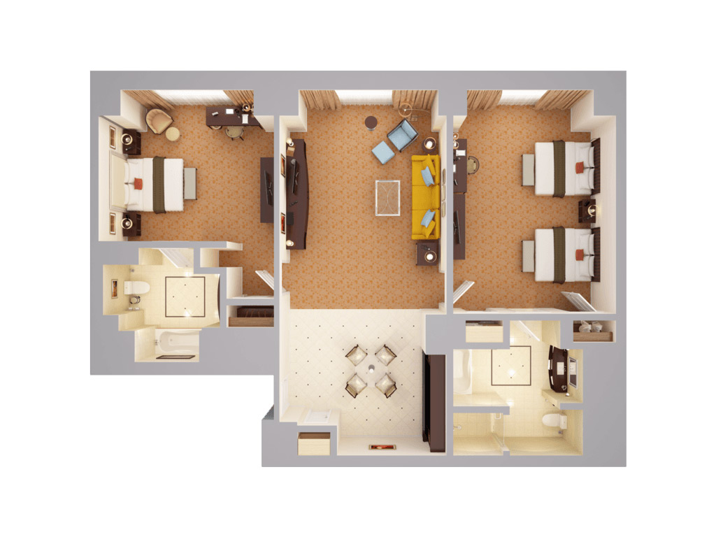 Floorplan of the 2 Bedroom Chairman Suite at the Waldorf Astoria Orlando