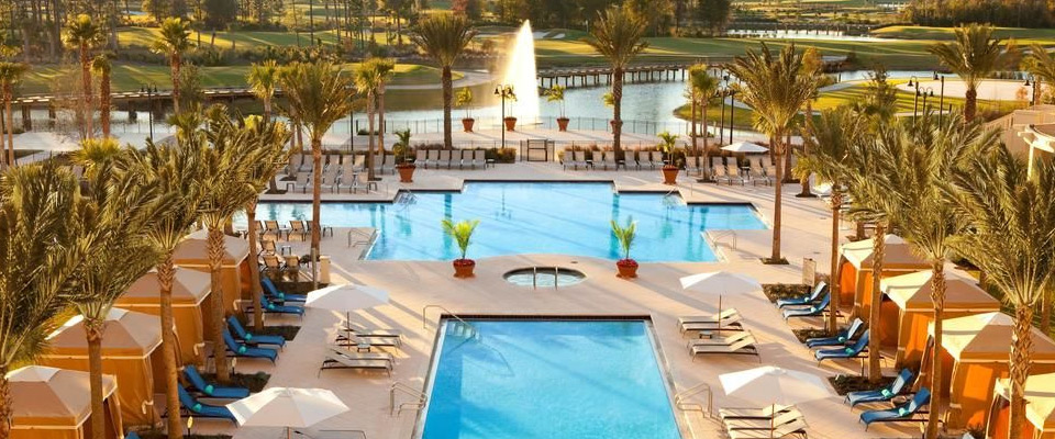 View of the Large Main pool from the back of the Waldorf Astoria in Orlando Fl 960