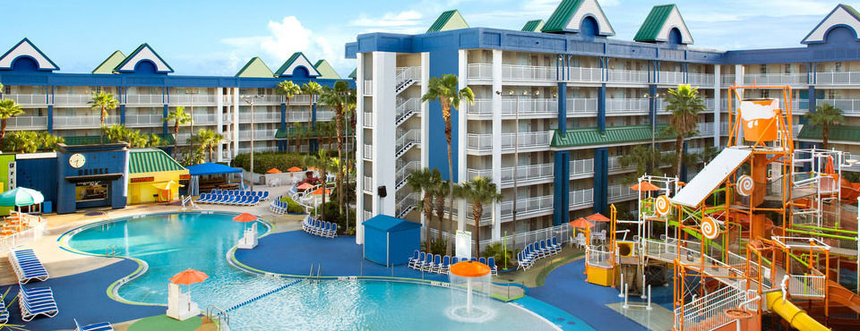 View of the zero entry Lagoon Pool at the Holiday Inn Resort Orlando Suites Water Park wide