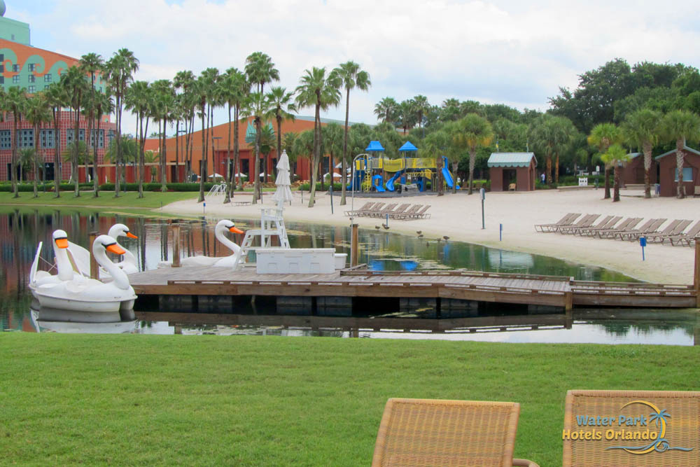 Swan Boats on the lake at the Walt Disney World Dolphin Resort 1000
