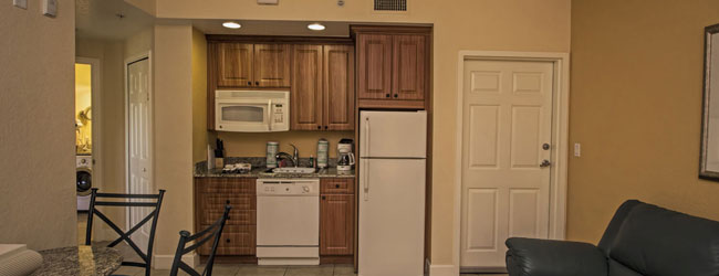 View of the kitchenette in the 1 Bedroom Villa at Westgate Town Center Resort in Orlando