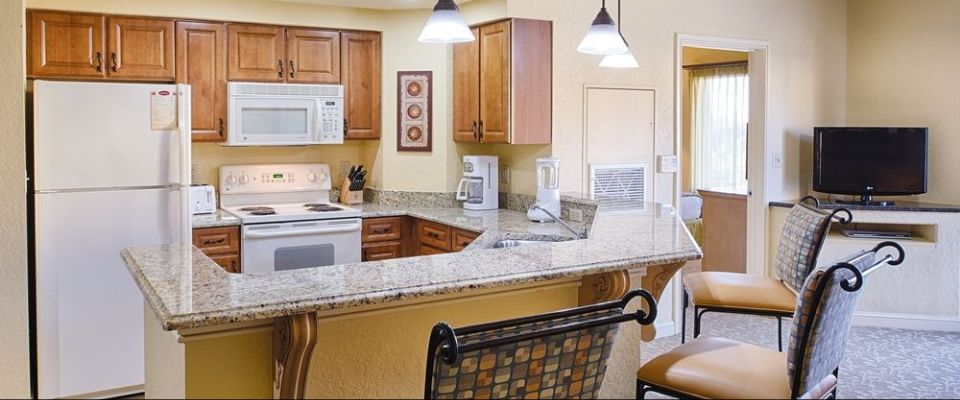 View of a 2 Bedroom Kitchen Unit at the Wyndham Bonnet Creek Resort in Orlando