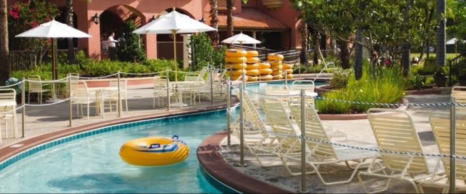 One of the Lazy Rivers with inflatable tubes at the Wyndham Bonnet Creek Resort in Orlando